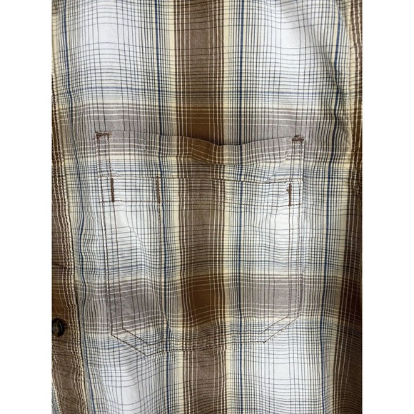Carhartt Men's Size Large Brown Plaid Relaxed Fit Button Up Short Sleeve Shirt - Picture 4 of 7